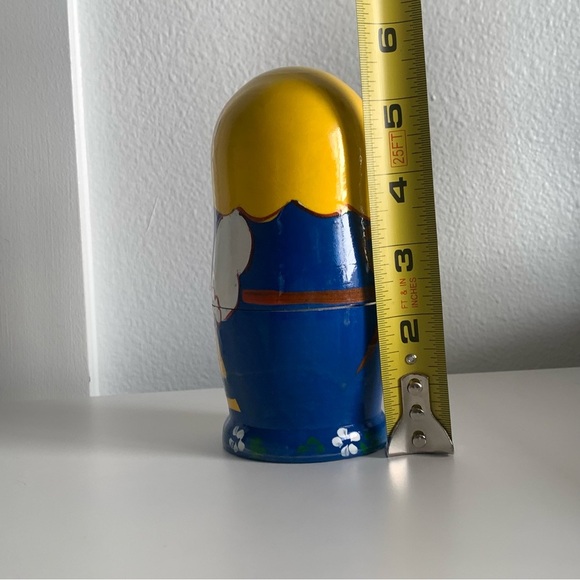 Hand-Painted Russian Nesting Dolls Matryoshka Stacking 6" Tall set of 6 yellow - Picture 14 of 15